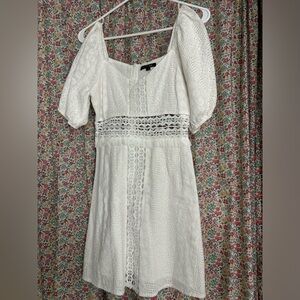 Papermoon White Eyelet Mini Dress